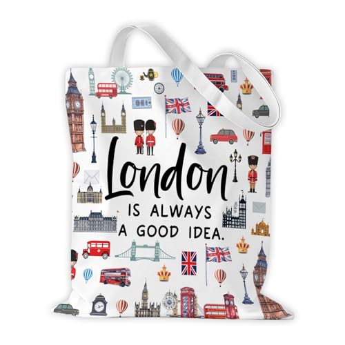 London Geschenk Handtasche, London Geschenk, London Souvenir, Vintage Tasche, Einkaufsbeutel, Vintage Taschen, Stofftasse, für Alltag, Shopping & Geschenke, Canvas, 40×35CM, Doppelseitig Bedruckt