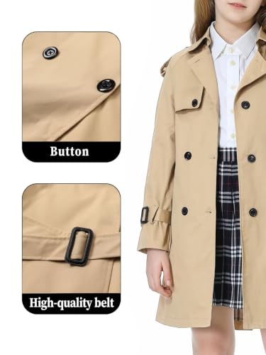Image of Betusline Womens & Girls Waterproof Trench Coat Double Breasted Lapel Overcoat Outerwear, 3 Years - Women 2XL