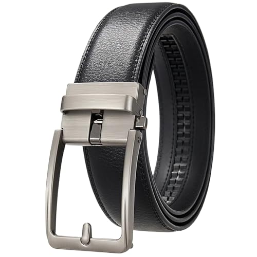 Belts for Men 2pcs Belts for Men Automatic Buckle Leather Men's Jeans Waist Male Belt Leisure Men's Belt(125cm,Black)