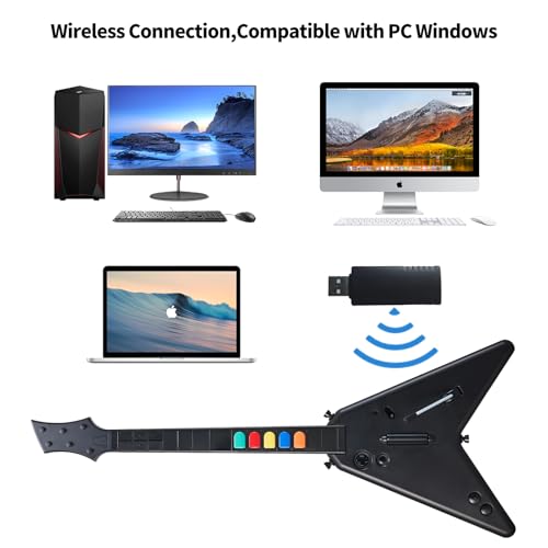 Image of NBCP Wireless Guitar Controller for PlayStation 4, PC,PS4 /PS3,Clone Hero, Fortnite Festival,Compatible with Guitar Hero & Rock,Plug-and-Play USB Receiver