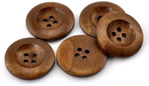 The Bead and Button Box - 10 Classic Chestnut Wooden Sewing, Knitting, crochet Buttons 25mm