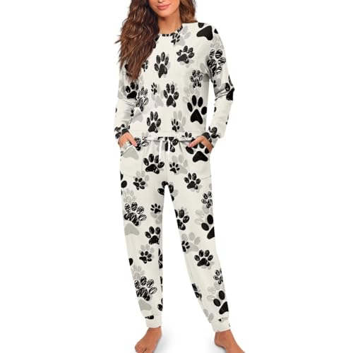 Image of Women's Pajamas Set Soft 2 Piece Loungewear Long Sleeve Pj Set Matching Sleepwear with Pockets for Women Plus Size