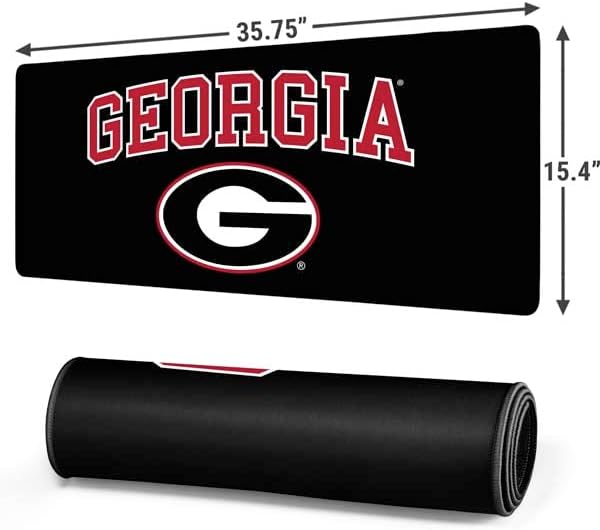 Skinit Extra Large Gaming Mouse Pad - Officially Licensed University of Georgia Design with Stitched Edges, Waterproof, Non-Slip Rubber Base, Desk Mat for Keyboard & Mouse, 35.75" x 15.4" inches