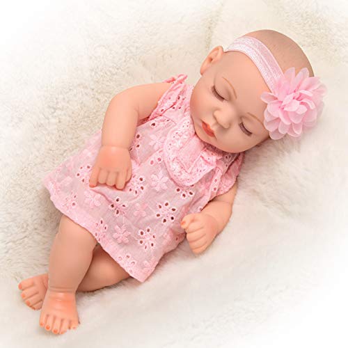 Ecore Fun 10 Inch Newborn Reborn Baby Girl Doll And Clothes Set Realistic Washable Silicone Baby Doll With Soft Pink Flower Pattern Clothes And Headband #TOP17