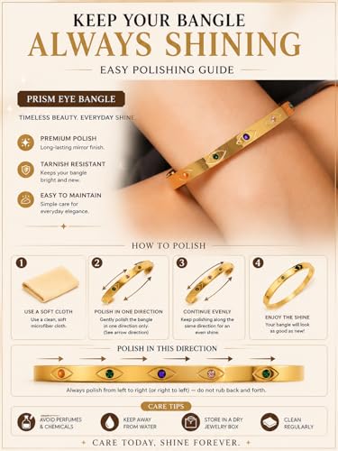 Image of Stylish Gold Plated Bangle for Women | Daily Use Stainless Steel Kada | Anti-Tarnish Waterproof Cuff | Multicolour Crystal Evil Eye | Daily Wear Bracelet For Womens | Premium Gift For Girl