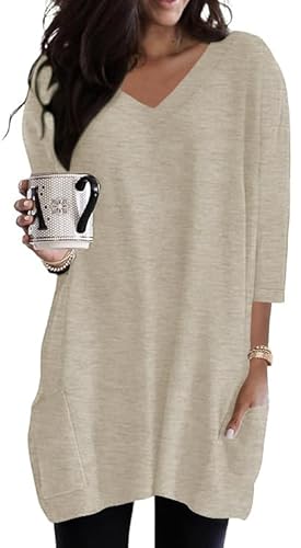 Poetsky XXXL Apricot Women Fall Tops 2025 Tunic Dress Loose