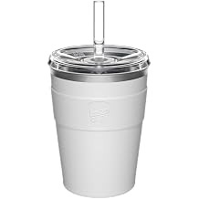 KeepCup Thermal Cold Cup - Insulated Stainless Steel Reusable Coffee Cup with Lid and Straw - 12oz/340ml - 12oz/340ml - White