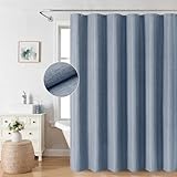 eachope Blue Grey Fabric Shower Curtain,Linen Textured Heavy Duty Shower Curtain Set with 12 Plastic Hooks,Luxury Waterproof Polyester Cloth Shower Curtains for Bathroom,72x72