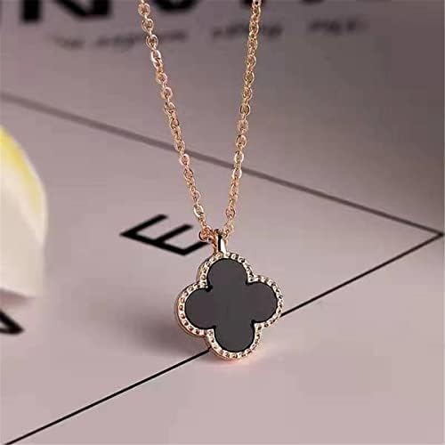 JINJIASC Lucky Clover Necklace For Women Girls, Necklaces Gold Plated Cute Fashion Simple Girls Titanium Steel Hypoallergenic Pendant