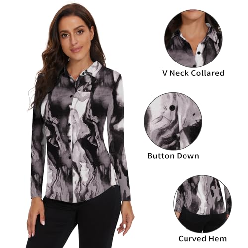 Image of Soneven Womens Golf Polo Shirts 3 /4 Long Sleeve V Neck Button Down Shirts Business Causal Work Blouses Tops