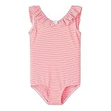 NAME IT Mädchen Nmfzannah Noos Swimsuit Badeanzug, Fiery Coral, 110-116 EU
