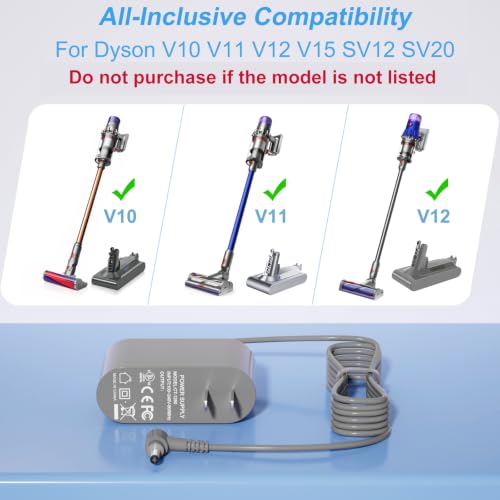 Image of 30.45V Charger for Dyson V10 V11 V12 V15 SV12 SV14 SV16 SV20 SV22 Absolute Animal Motorhead Cordless Vacuum Power Supply?6Ft UL Listed?