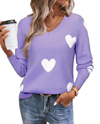 Image of Women's Spring Sweaters 2026 Casual Long Sleeve Pullover V Neck Lightweight Sweatshirts Cute Blouse Tops