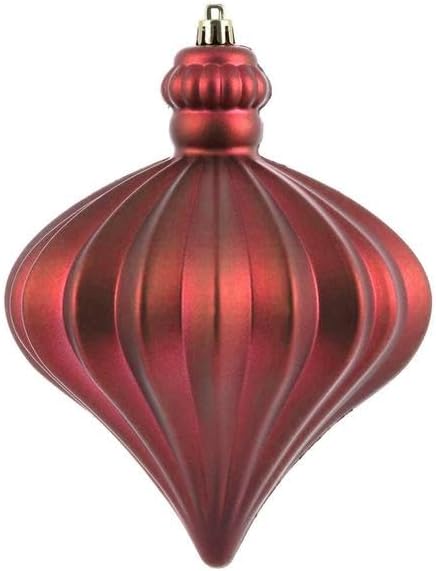 Vickerman 569191-6" Berry Red Matte Onion Drop Christmas Tree Ornament (4 Pack) (N175821D)