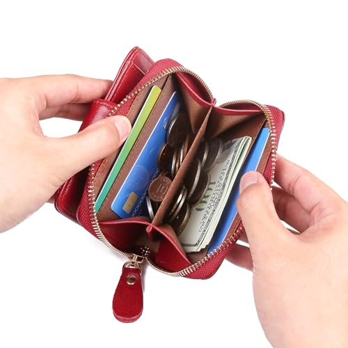 Womens Wallet Small Wallets for Women Multi-capacity design Women's short Wallet Wallet Card bag Short zipper with Credit Card Holder Id Window2
