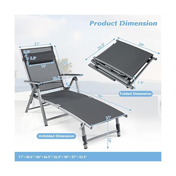   Giantex-Outdoor-Chaise-Lounge-Chair-Set-of-2-Folding-Lounge-Chair-w-8-Level-Adjustable-Backrests-Aluminum-Frame-Cozy-Headrest-Pillow-Patio-Recliner-for-Backyard-Poolside-Balcony-2-Gray