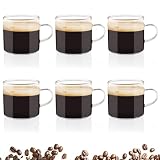 Zosenyer Tasse à Café, 6 Pièces Tasse Espresso 100ml, Tasse Cappuccino Avec Poignée Idéale Comme Cadeau D'anniversaire pour Les Femmes