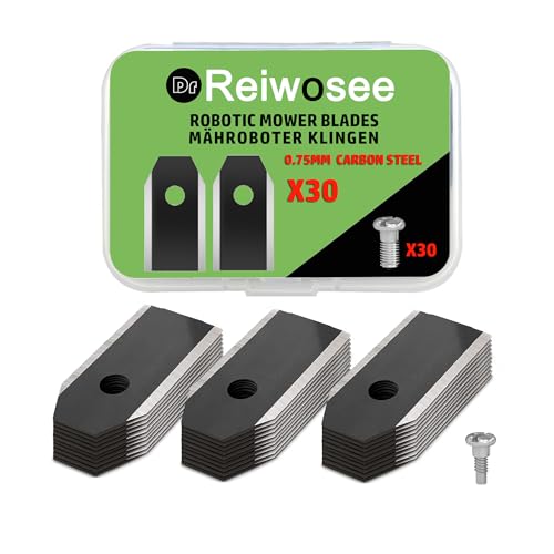 Reiwosee Lames de Couteau 30x Titan, Couteau de Rechange pour Tondeuse à Gazon Robot vis améliorées adaptées à Tous Les Robots tondeuses à Gazon Lames de...