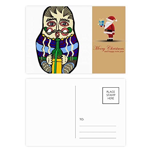 Cartes postales russes Matriochka et Père Noël imprimées sur papier cartonné épais de qualité