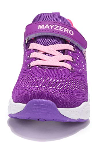 Vivay Sneakers for Girls Lightweight Athletic Sports Running Shoes Breathable Tennis Shoes (1d-Purple,Size 12.5 Little Kid)