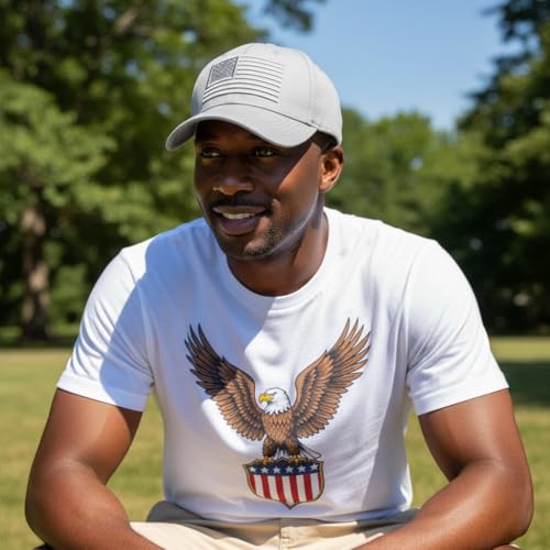 Image of USA Flag Hat American Flag Embroidered Patriotism On Display Comfortable Adjustable One Size Fits Most