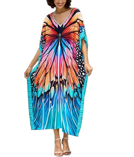 Image of NFVNKJ Women's Plus Size Beach Lounge Kaftan Maxi Dress Swimsuit Coverup for Women