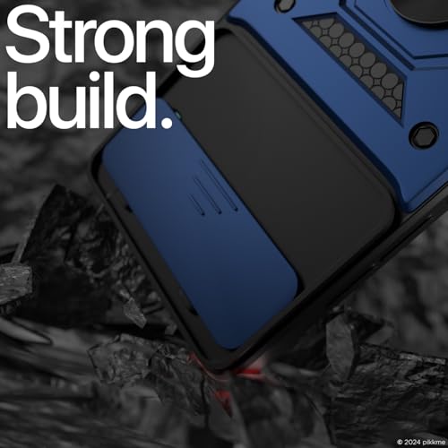 Image of Pikkme D10 Tough Armor Bumper Case | 360 Protection Case | Sliding Camera Shield Cover & Ring Holder Stand Back Cover for OnePlus Nord 4 5G (Blue)