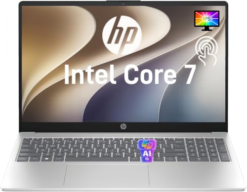 Image of HP 15.6 inch FHD IPS Touchscreen Laptop, Intel Core 7 150U, 16GB DDR5 RAM, 256GB SSD, 2026 Edition, Copilot Key, Wi-Fi 6, Numeric Keypad, Windows 11, Thin & Lightweight Laptop for Business & Students