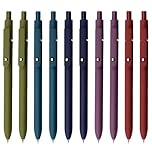UIXJODO Gel Pens, 5 Pcs 0.5mm Japanese Black Ink Fine Point Smooth Writing With Silicone Grip, High-End Series Metal Clip Retractable (10 Pcs Vintage)