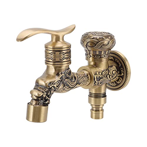 Garosa Garten-Wasserhahn mit Pferdeform 2 Griffe 2-Loch-Kupfer kalter Wasserhahn Zapfhahn Hinterhof-Wasserhahn Wandmontage Gartenschlauch Wasch- und Badezweck