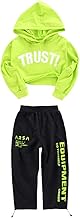 LOLANTA 2 Pieces Girl Hip Hop Street Dance Clothes, Crop Hoodie + Jogger Pants