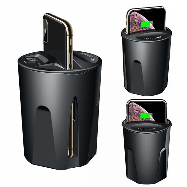 Juflix Wireless Cup Holder Car Phone Charger, Charging Pad Support 10W/7.5W/5W Cordless Charger, Fastest Wireless Mobile Charging Device for All Phone Accessories