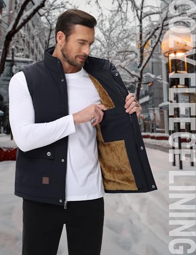 Cotrasen Men's Winter Warm Vests Outerwear Casual Fleece Lined Vest Puffer Sleeveless Jacket3