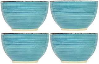 Royal Norfolk Turquoise Swirl Stoneware Bowls - 5 1/2, Set of 4