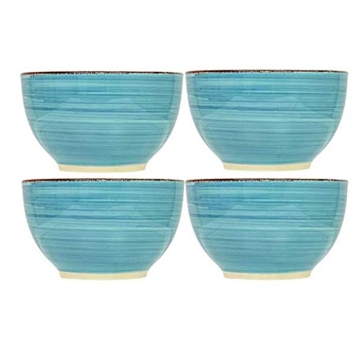 Royal Norfolk Turquoise Swirl Stoneware Bowls - 5 1/2, Set of 4