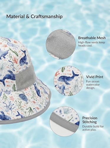 Image of icolor Kids Sun Hat UPF50+ Sun Protection Bucket Hat Toddler Summer Beach Play Hats with Neck Flap for Girl Boy Ages 3~10