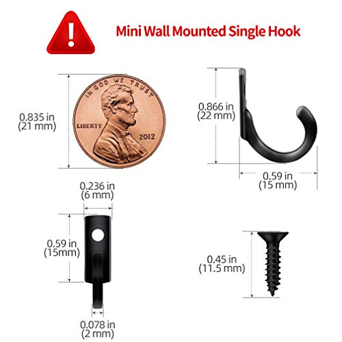58 Pieces Black Small Key Hooks, Steel Wall Mounted Coat Hook, Single Hanger For Hanging Hat, Jewelry, Coffee Cups, Kitchen Towel Little Hook With Black Screws For Farmhouse Retro Crafting Projects #TOP1