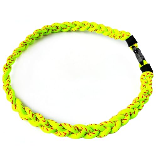 Masyanx Drip Baseball Necklace Rope Braided Necklace Player Gameday Necklace (Softball(Neon Green), 18")