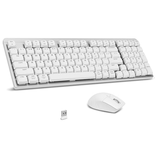 LeadsaiL Wireless Keyboard and Mouse Combo, 2.4Ghz Cordless Mechanical Keyboard and Silent Mouse for...