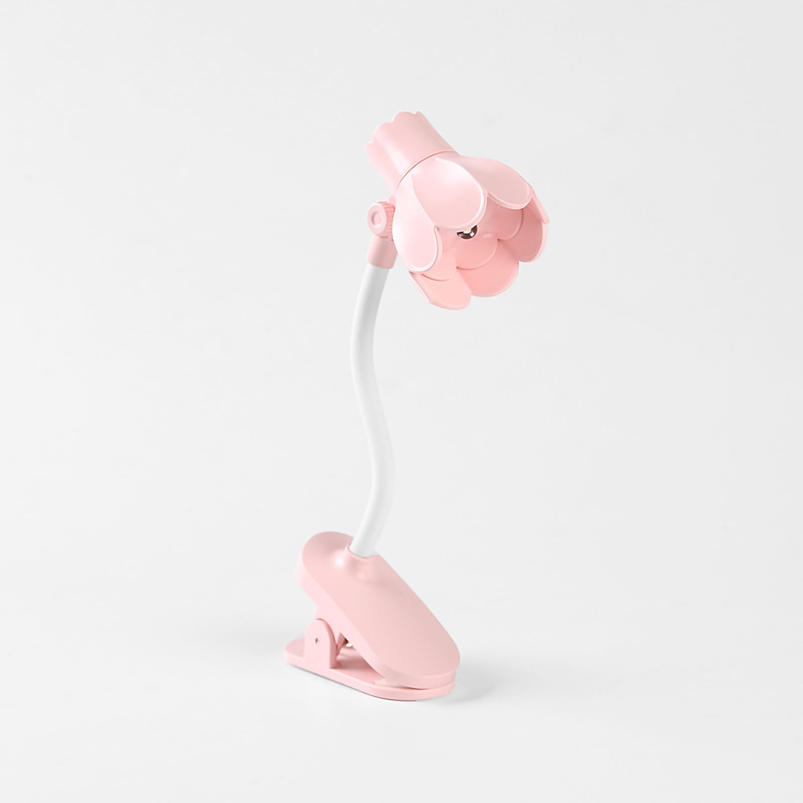 Mini Portable Book Light for Reading in Bed, Cute Novelty LED Flower Lamp for Girls, Adjustable Clip-on Book Reading Light with Warm Color, Battery Operated Lighting for Decorating Office Desk (Pink)