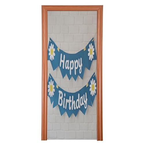 FLildon Birthday Theme Bricks Door Cover Decoration, Party Accessory Porch Decor for Festive Ornament Room Door Covers 32 x 79 Inch
