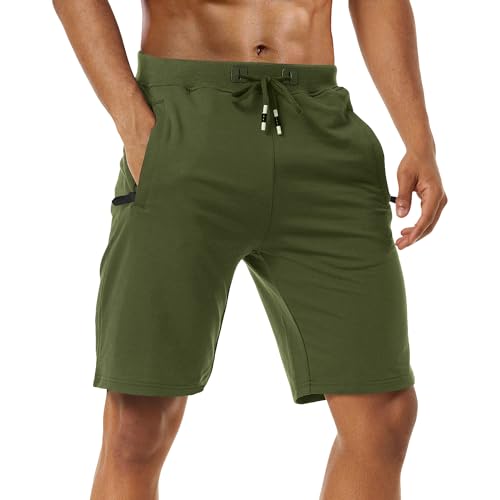 Image of Boyzn Men's 2 Pack Athletic Shorts Comfortable Cotton Workout Shorts Elastic Waist Running Shorts with Zipper Pockets