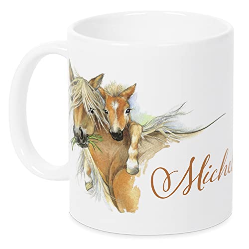 GRAZDesign Tasse Pferd mit Namen - Pferd und Fohlen - Pferdetasse für Mädchen - Pferdeliebhaber - zum Geburtstag Taufe Schulanfang