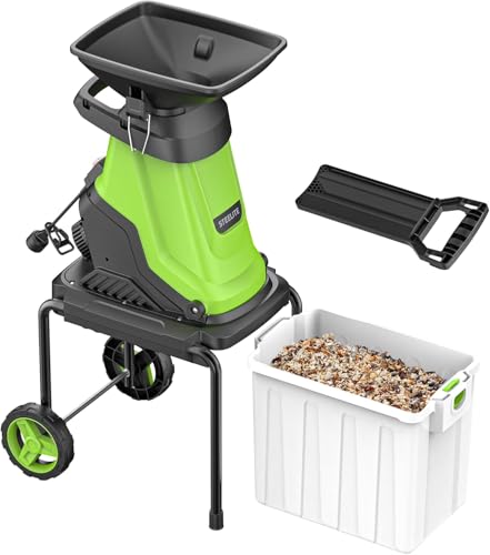 Steelite 1.8' 15 Amp Electric Wood Chipper, 55L Collection Bin...