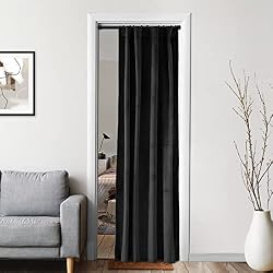 XTMYI Velvet Doorway Curtain, Backout Privacy Thermal Insulated Gothic Door Curtain, Black, 80 Inches Long