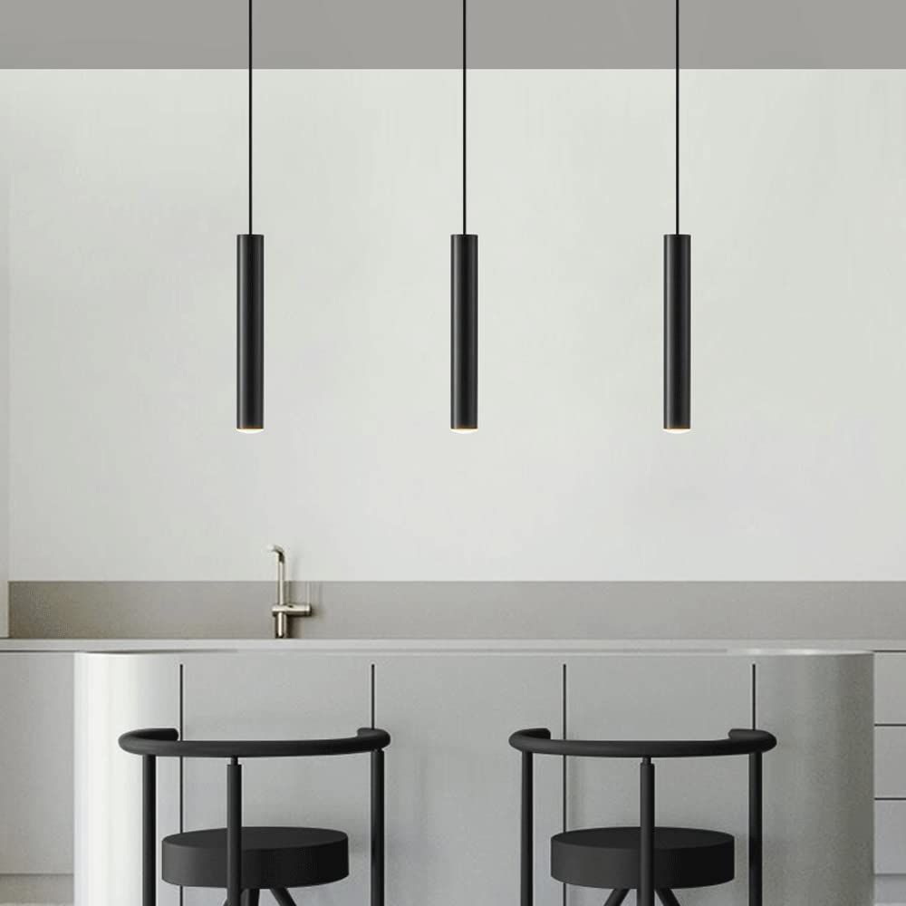 Czarna mosiężna lampa wisząca z długą rurką, nowoczesne lampy sufitowe LED na wyspie, minimalistyczny wystrój jadalni oświetlenie wiszące, miedziana lampa wisząca, lampy z kloszami optycznymi LWX