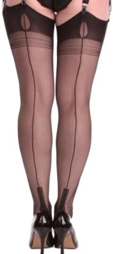 Nancies Womens Fully Fashioned Cuban Heel Stockings (8.5'', Black)