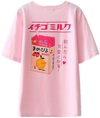 Packitcute Women's Cotton T-Shirts Japanese Style Cute Cartoon Soft Casual  Short Sleeve Shirts for Summer (Pink) : Amazon.sg: Fashion