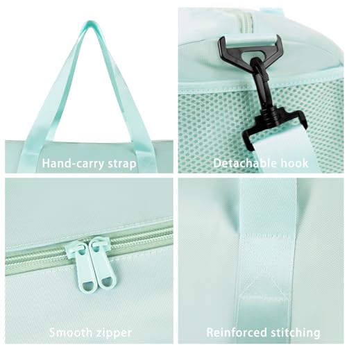 Small Gym Bag Duffel Bag for Women Men Fitness Sports Bag Workout Adjustable Detachable Shoulder Strap Lightweight Carry on Travel Duffle Bag (Green, 19" / Medium / 24L)4