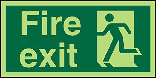 Seco Fire Exit - Fire Exit & Man Running Left Sign, 300mm x 150mm - Self Adhesive Vinyl